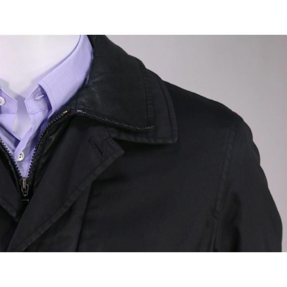 Canali Black Waxed Cotton-Leather Barn Jacket 40/Medium - Picture 4 of 12